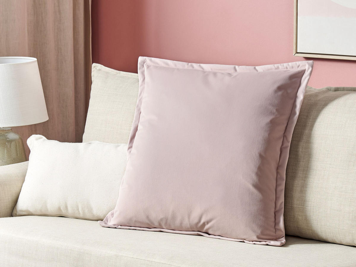 DEKOKISSEN Rosa 60/60 cm Eustoma - Pink, Textil (60/60cm) - Beliani