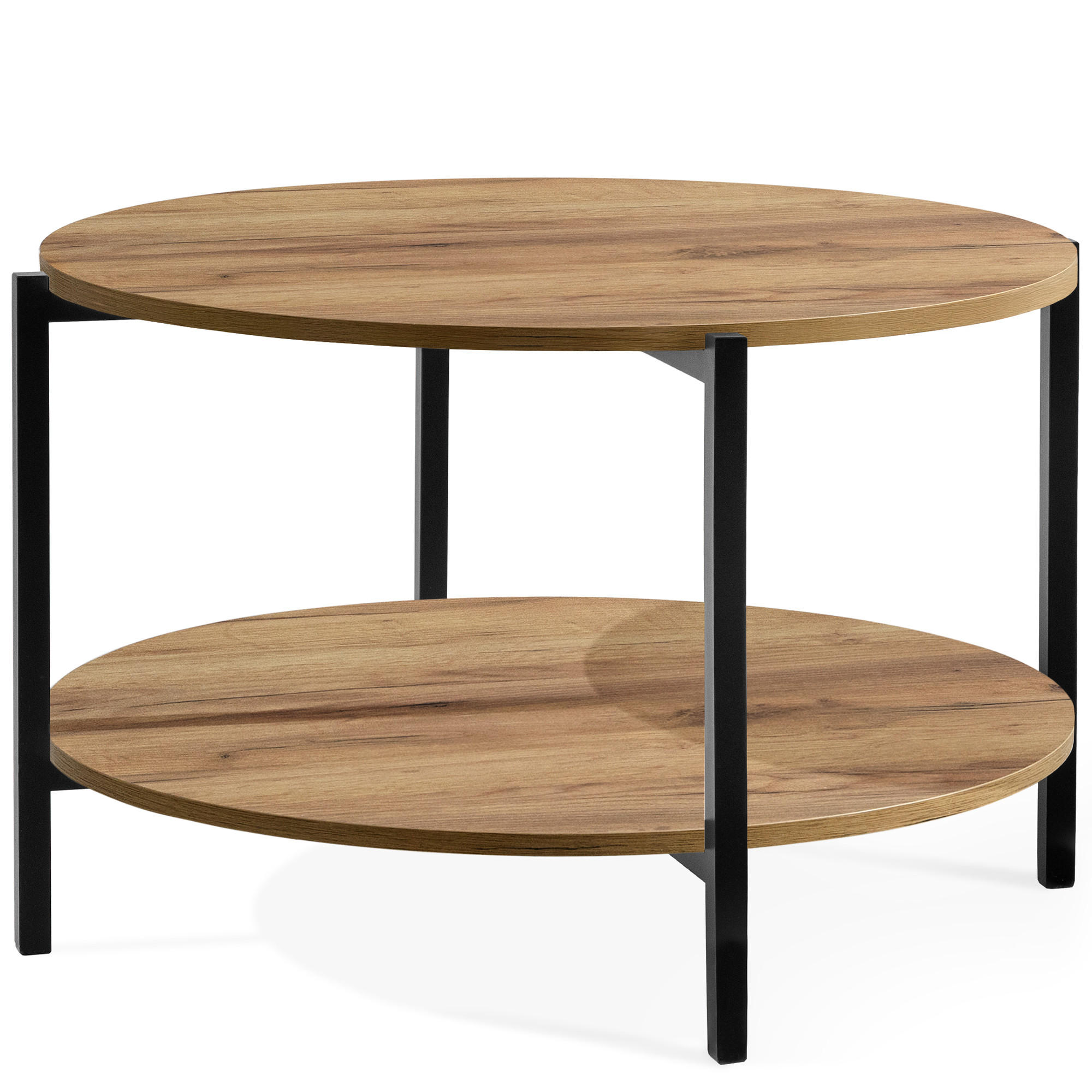 COUCHTISCH HEIRO Kaffeetisch - Eichefarben, Holzwerkstoff/Metall (69/69/45cm) - KONSIMO®