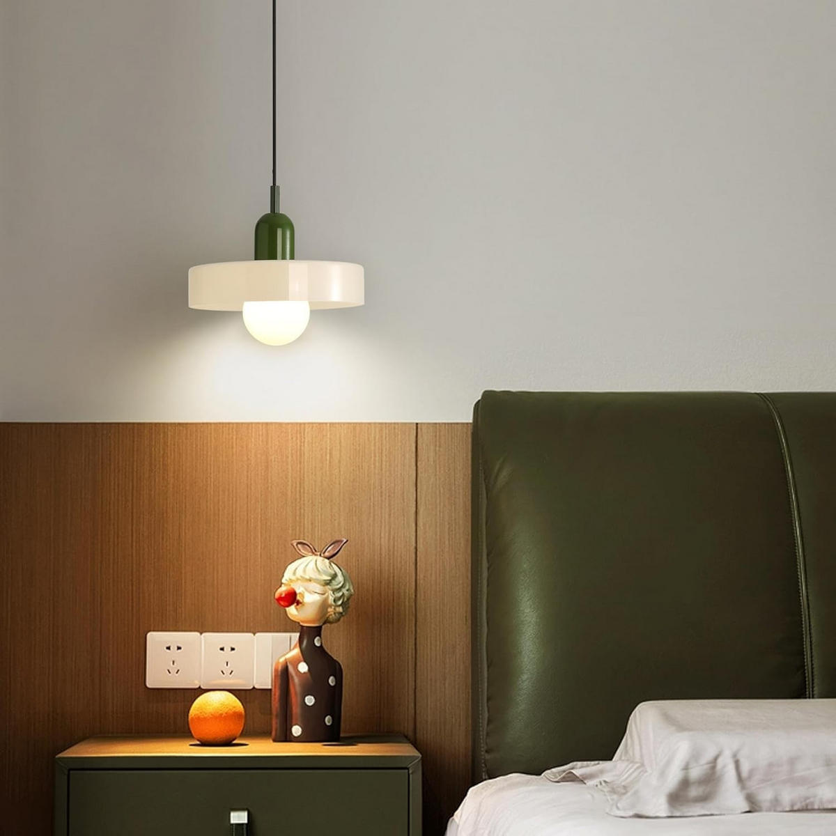 PENDELLEUCHTE Buntglas Vintage Modern 25cm, Metallgrün Küche Schlafzimmer Weiß - Weiß, Metall (25/25/20cm) - Weltevree