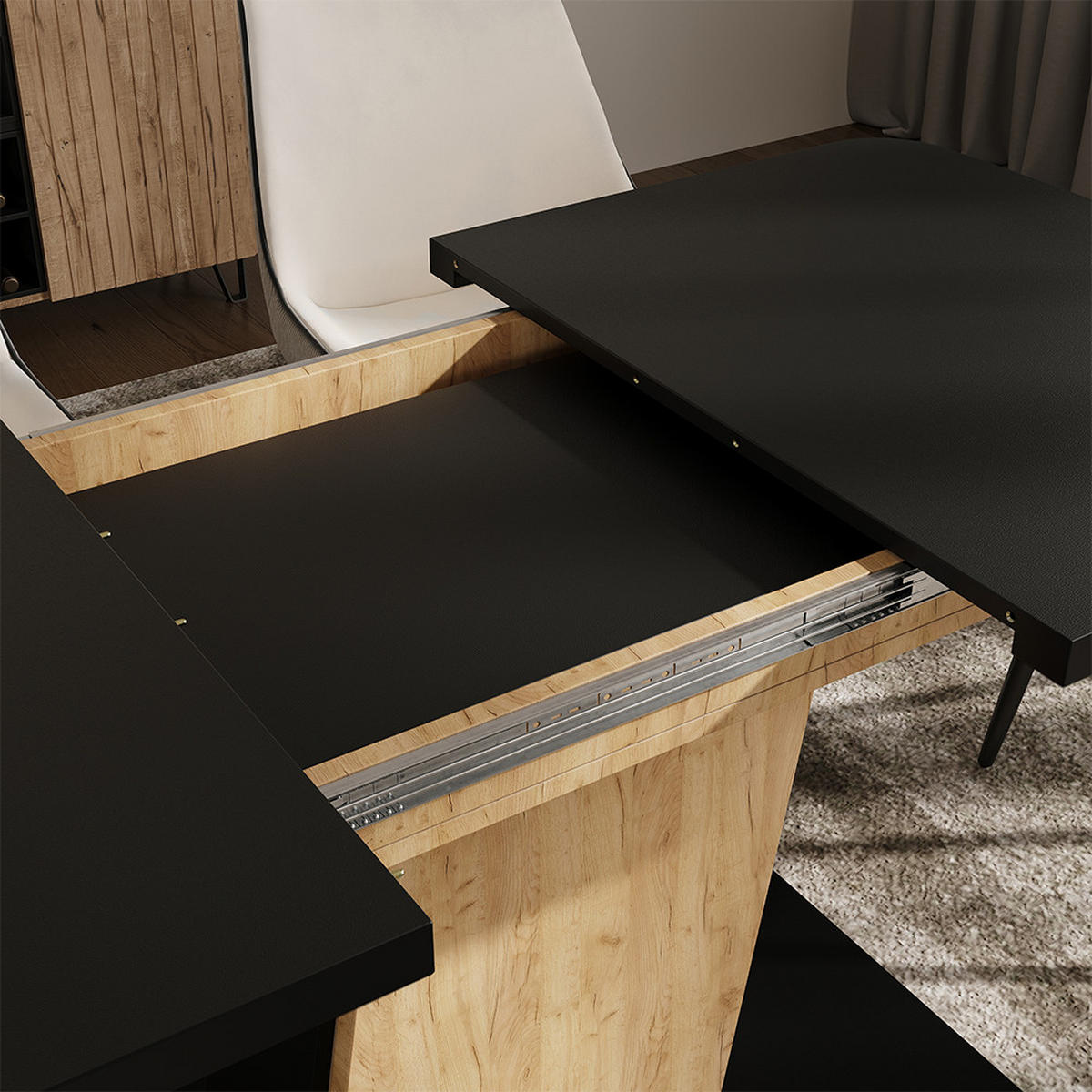 ROZKLÁDACÍ JÍDELNÍ STŮL Fenaro Černý/zlatý dub - medově dubová/černá, kompozitní dřevo (80/120/77.3cm) - Vicco