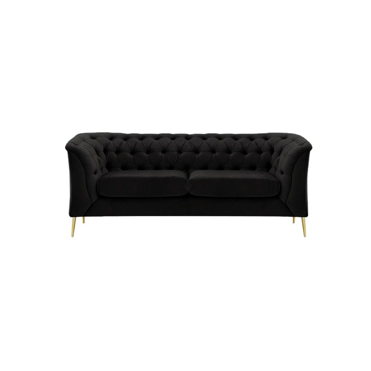 ZWEISITZER-SOFA Chesterfield Modern-Velluto 20 - Schwarz, Holz/Textil (183/74/80cm)