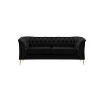 ZWEISITZER-SOFA Chesterfield Modern-Velluto 20 - Schwarz, Holz/Textil (183/74/80cm)