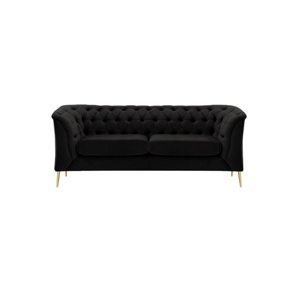 ZWEISITZER-SOFA Chesterfield Modern-Velluto 20 - Schwarz, Holz/Textil (183/74/80cm)