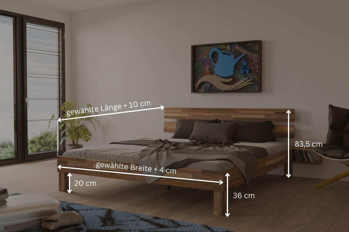 MASSIVHOLZBETT 120/200 cm aus Nussbaum - Braun, Holz (120/200cm) - MeinMassivholz