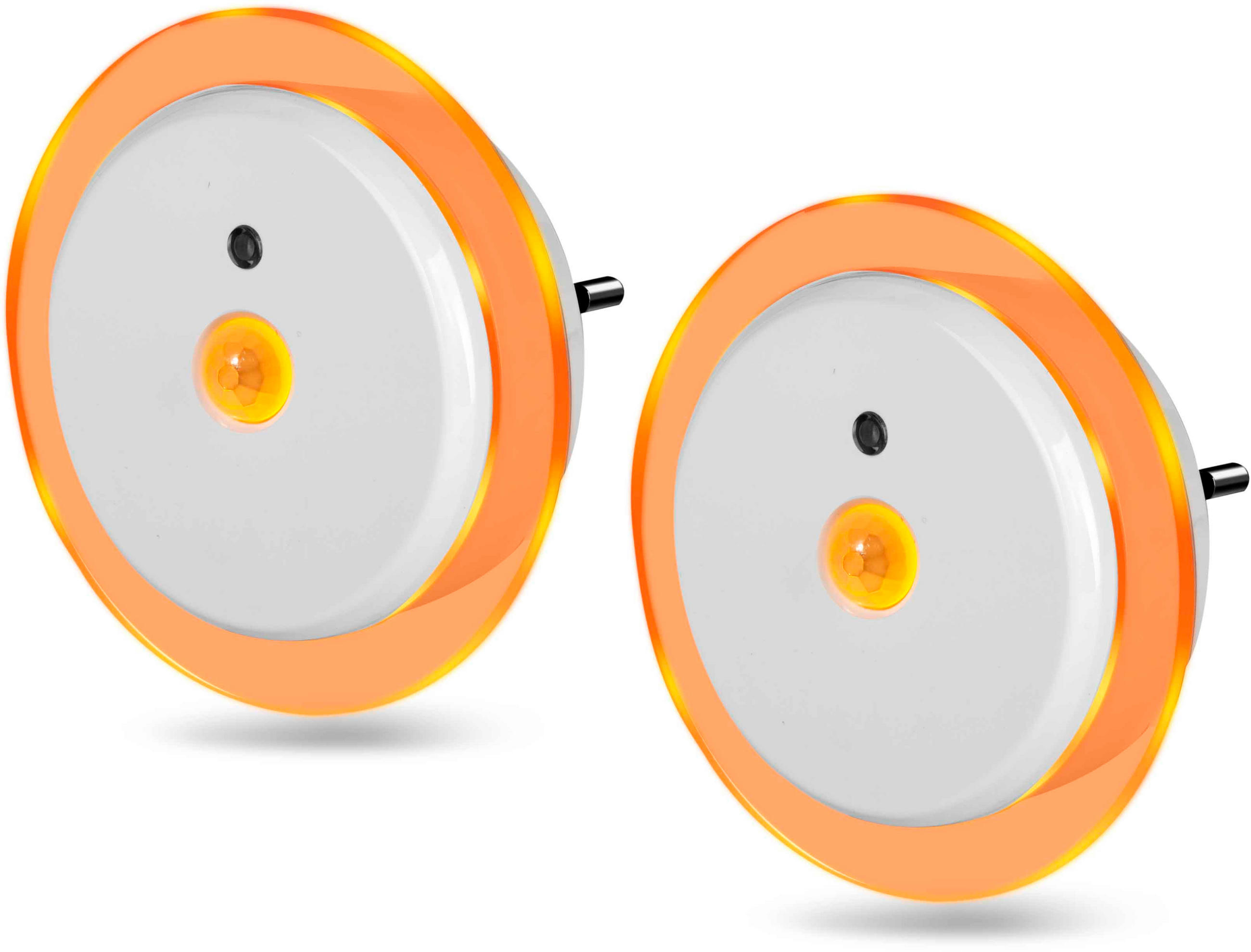 LED-NACHTLICHT - Bernsteinfarben mit Dämmerungssensor und Bewegungsmelder für sanftes Licht im Innenbereich, 2er-Set - Weiß, Kunststoff (6.4/8.5/8.5cm) - Northpoint