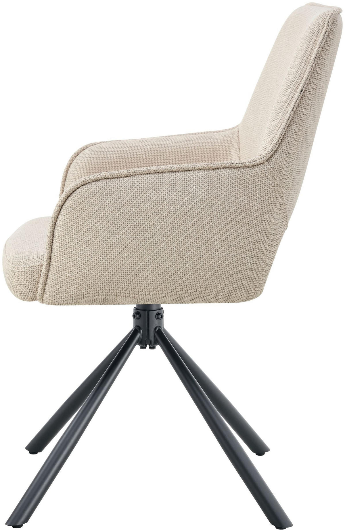 DREHSTUHL Jana creme 2er Set - Creme/Schwarz, Textil/Metall (57/91/64cm) - Xonox