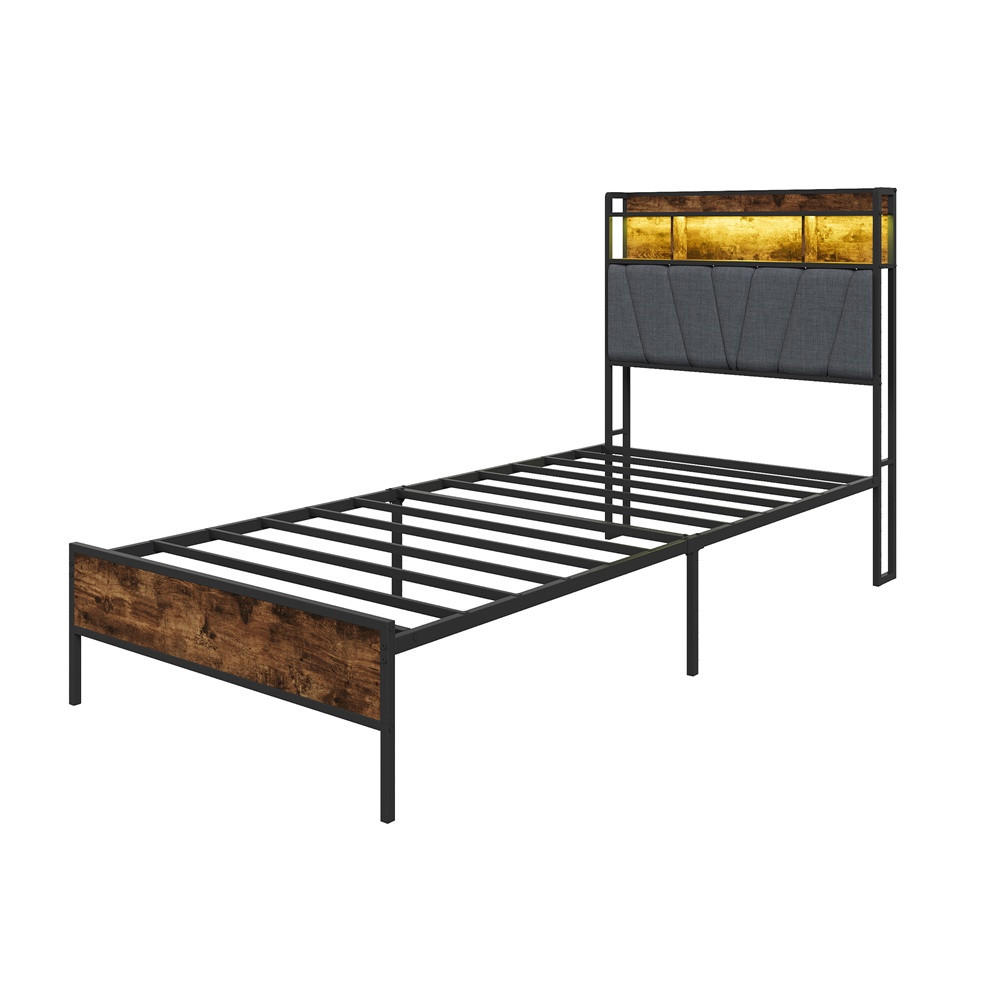 Delfa Metallbett Schwarz 90x200 cm