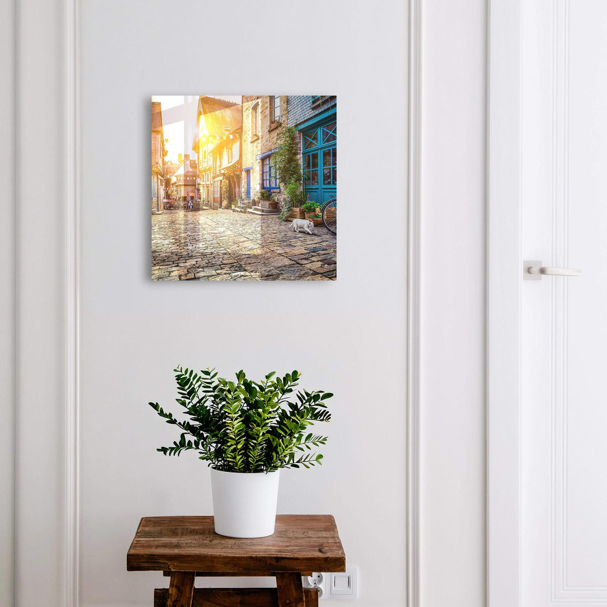 SCHLÜSSELBOX Schwarz 30x30 cm- Türöffnung nach rechts - Stadtfrieden - Beige, Metall (30/30/5cm) - TULUP