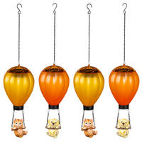 HÄNGELAMPE Solarleuchte Heißluftballon Hund Katze 4er Set - Multicolor, Metall (12/12/49cm)