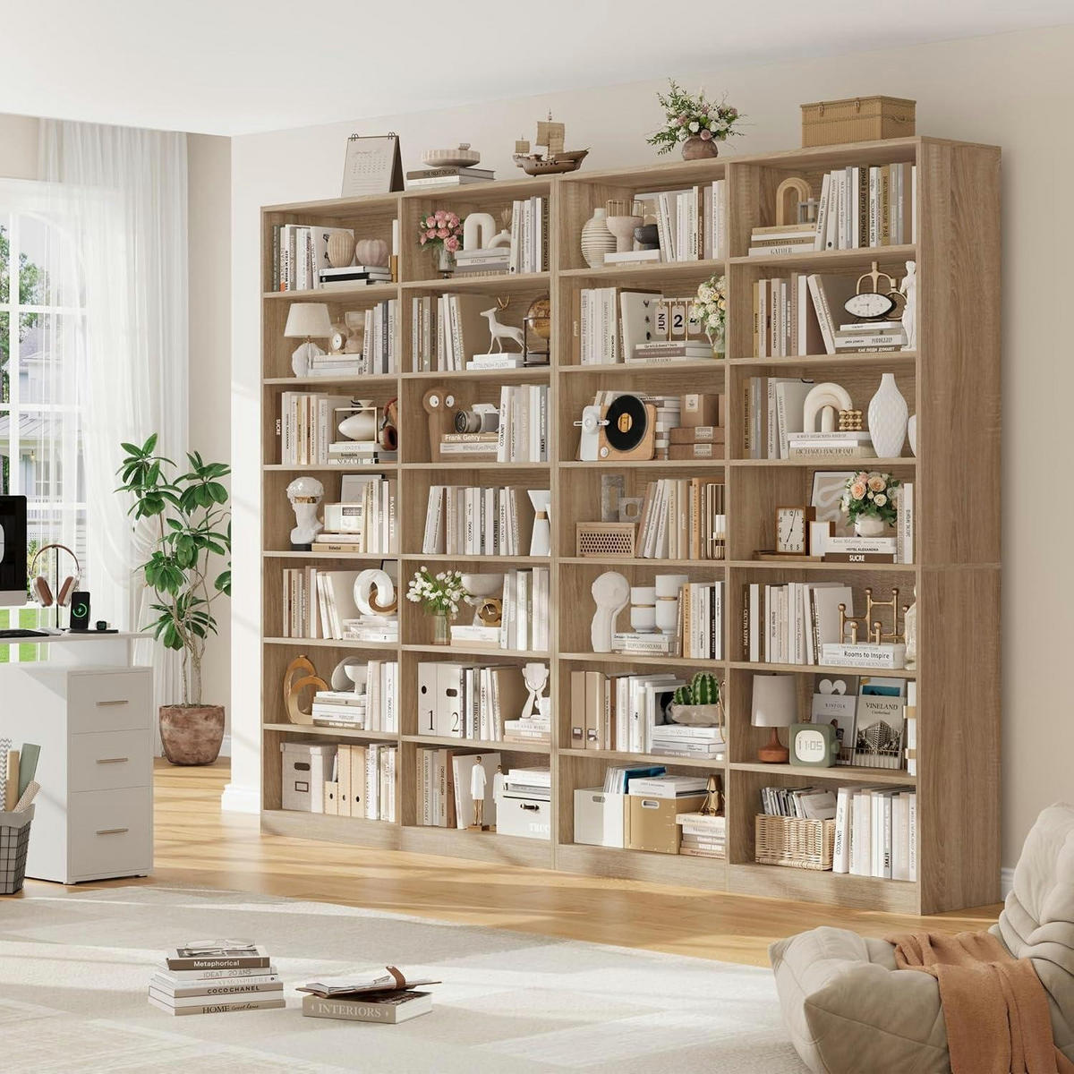 BÜCHERREGAL 212 cm Eiche 14 Fächer - Braun, Holzwerkstoff (116/212/28.5cm)