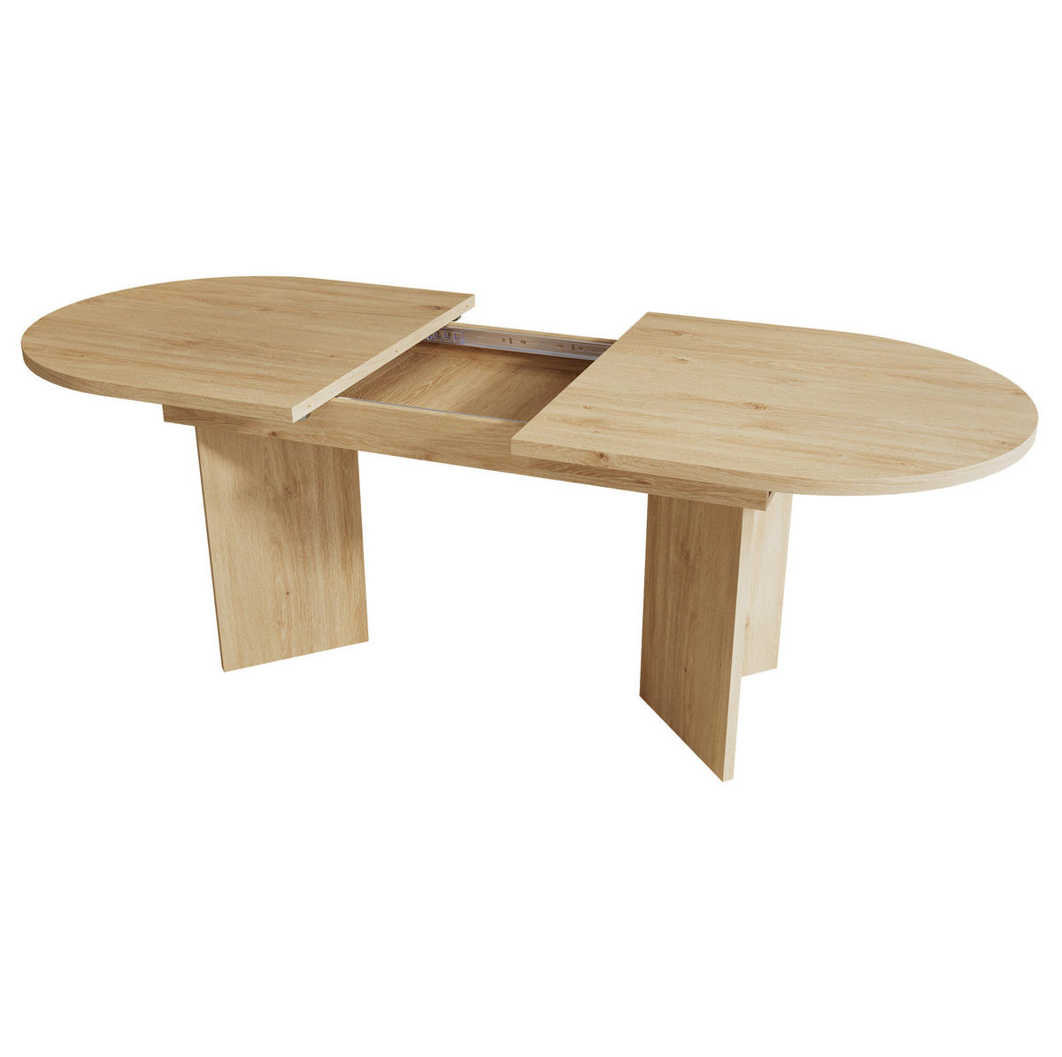 ESSTISCH ausziehbar in Eichefarben mit abgerundeten Ecken,180/90/75 cm - Eichefarben, Holzwerkstoff (180/90/75cm) - Flora Grace