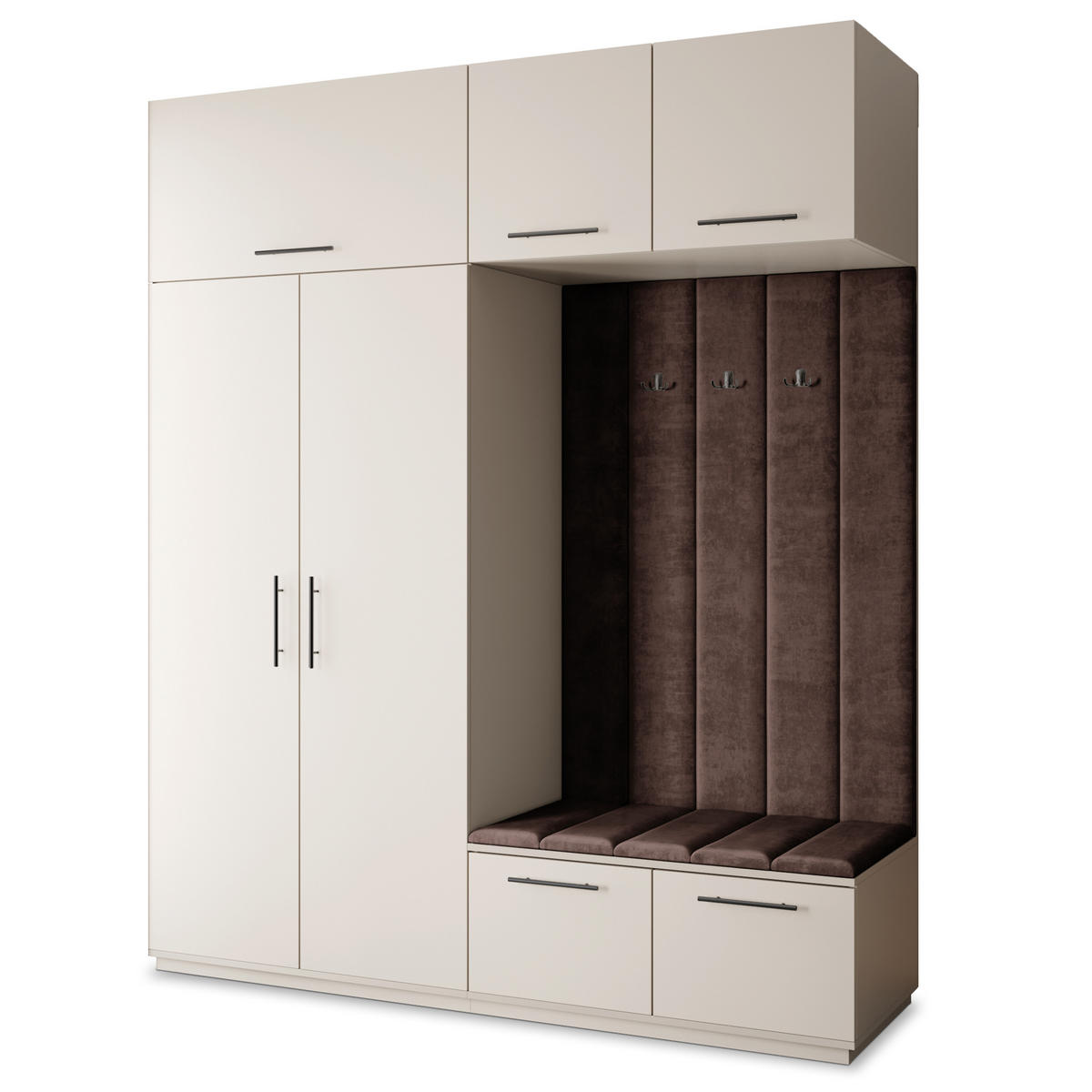 GARDEROBENSCHRANK REMA 200/240/60 cm Modern Garderobe-Set Kaschmir - Kaschmir/Braun, Holzwerkstoff (200/240/60cm) - MASSENO