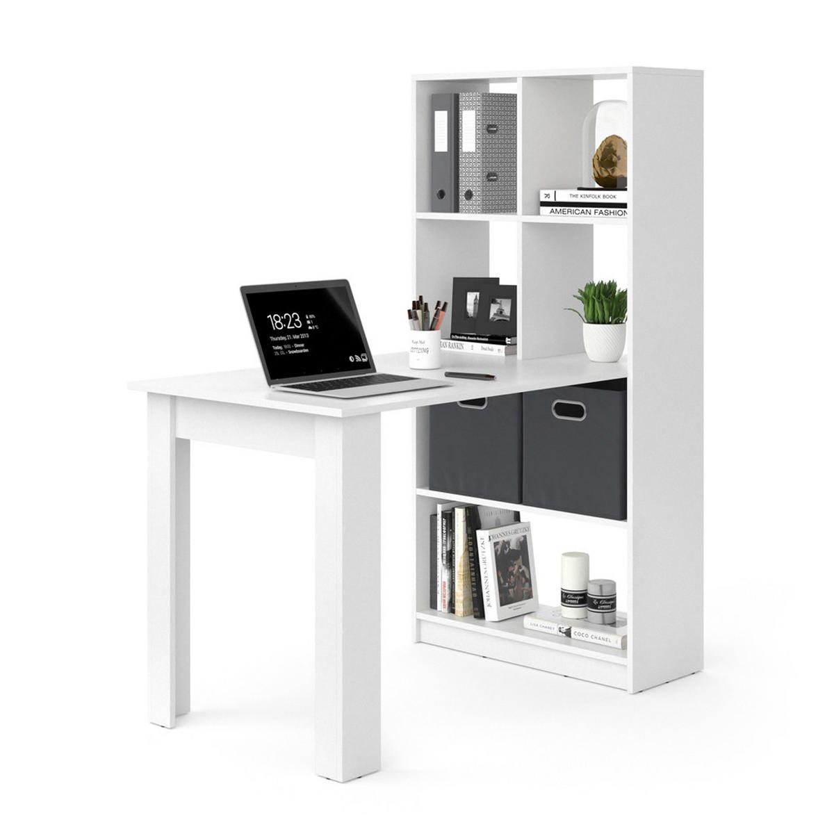 SCHREIBTISCH Gael Weiß 70 x 122 cm - Weiß, Holzwerkstoff (122/70/145.6cm) - Vicco