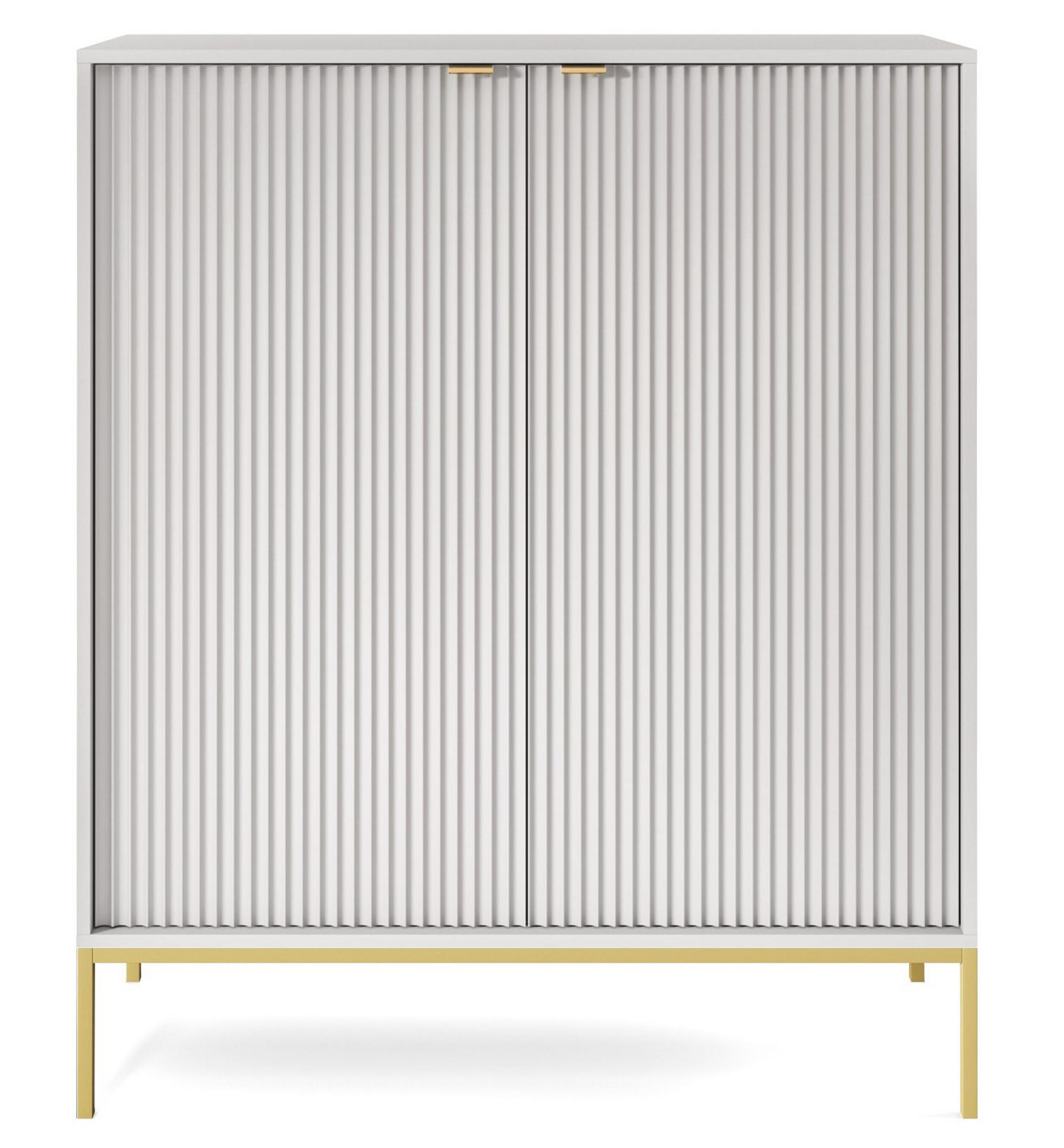 HIGHBOARD Vellore Grau mit goldenen Metallbeinen 104 cm - Goldfarben/Grau, Holzwerkstoff/Metall (104/125/39cm) - Selsey