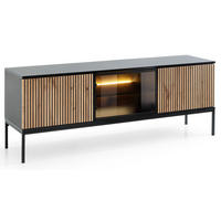 TV-SCHRANK 150 cm Haller mit LED, Lamellen, Braun - Braun, Holz (154/56/39cm) - Emporius