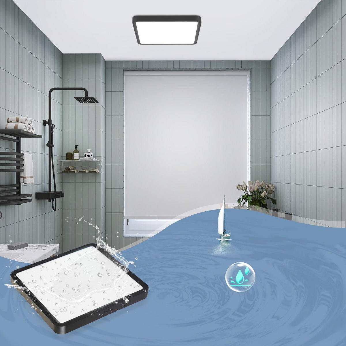 LED-DECKENLEUCHTE Luhn 23/23/2.4cm - Schwarz, Kunststoff (23/23/2.4cm) - Nettlife