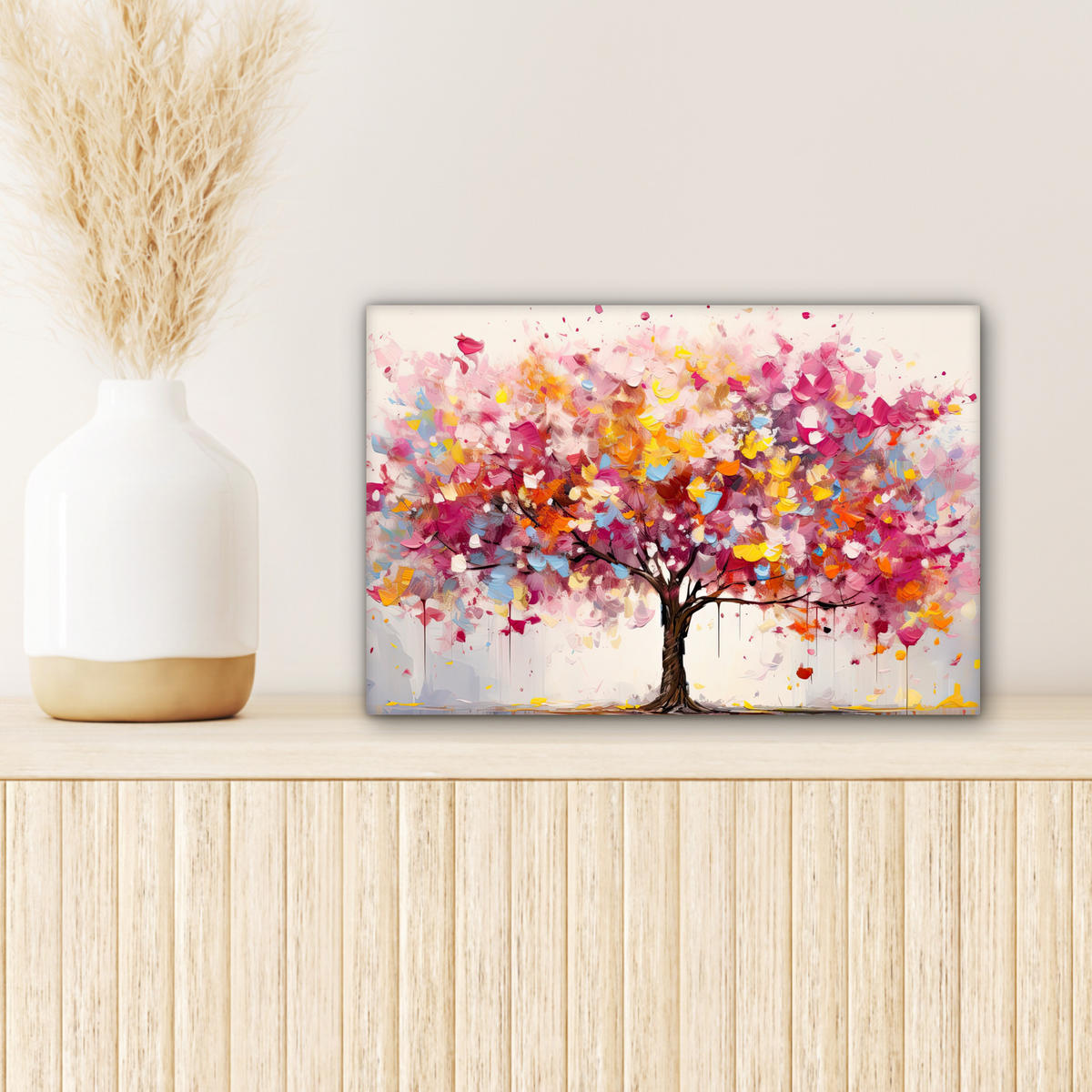 LEINWANDBILD Aquarell - Baum - Kunst - Abstrakt 30x20 cm - Multicolor, Textil (30/20cm) - MuchoWow