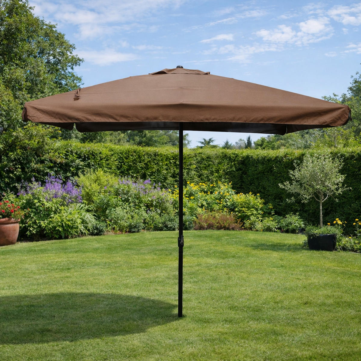 SONNENSCHIRM palerme braun quadratisch 2 95 x 2 95 cm gerade - Braun, Metall (295/295cm) - Concept Usine