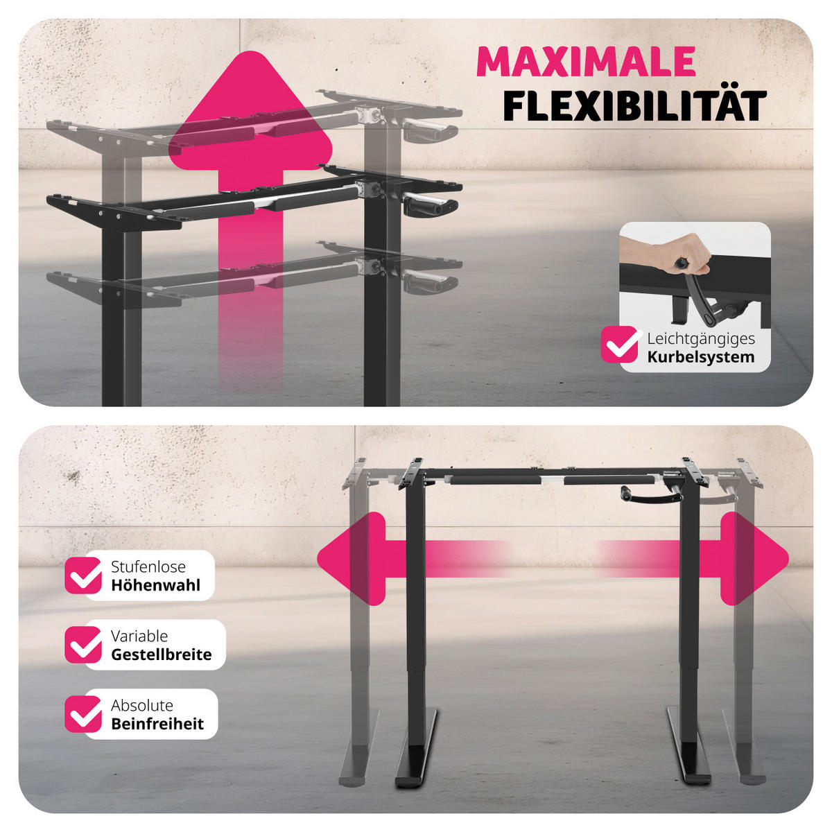 TISCHGESTELL Idun,84 - 129 x 60 x 71 - 121 cm,schwarz - Schwarz, Textil (60/129/121cm) - tectake