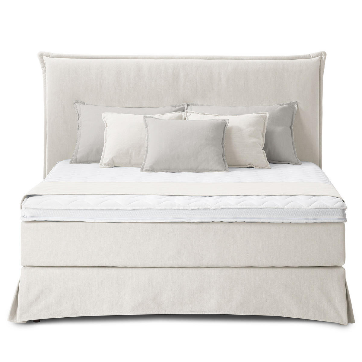 BOXSPRINGBETT mit Husse - Platinfarben, Textil (160/200cm) - home24