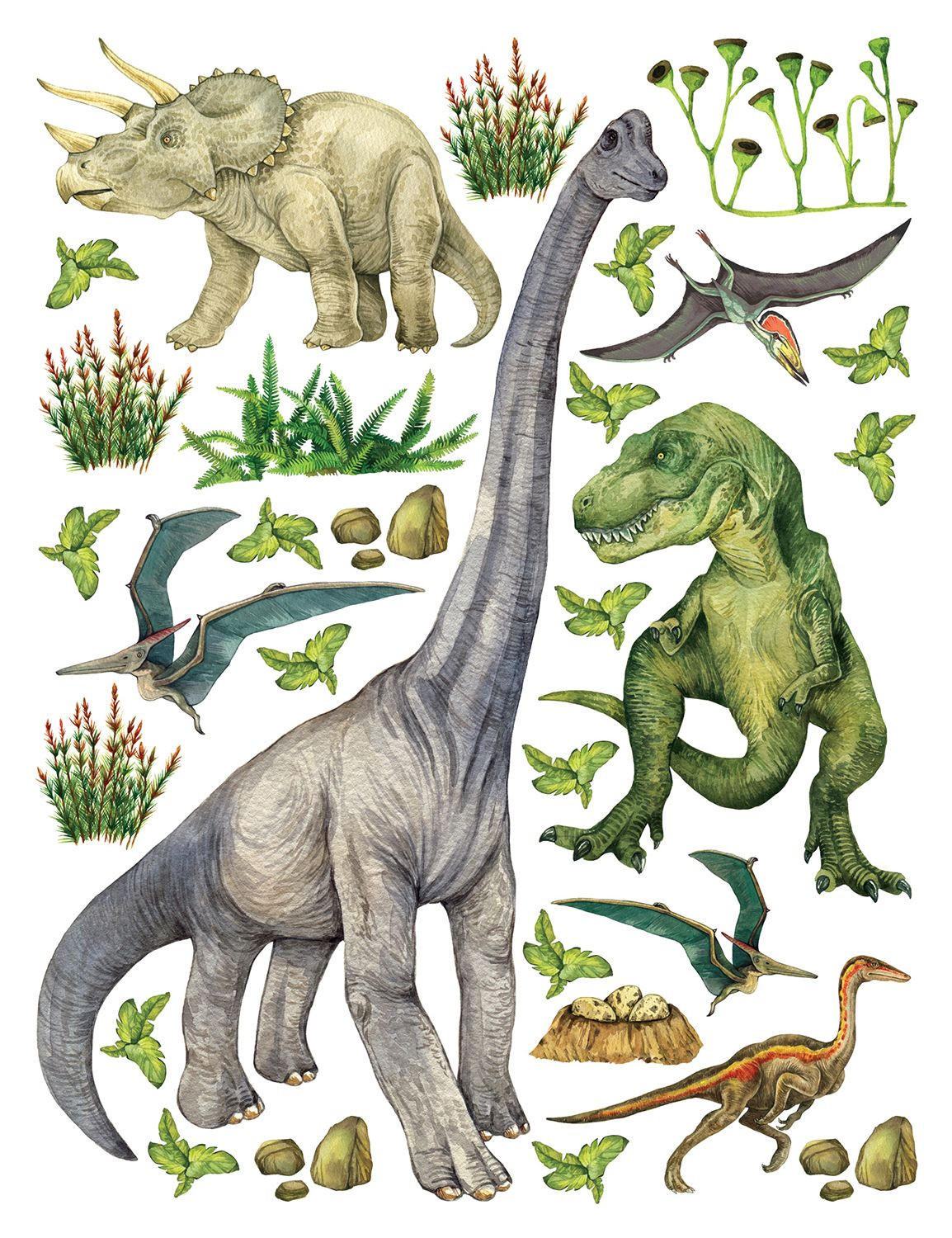 WANDTATTOO Dinosaurier 85 x 65 cm - Multicolor, Papier (85/65/65cm) - Sanders & Sanders
