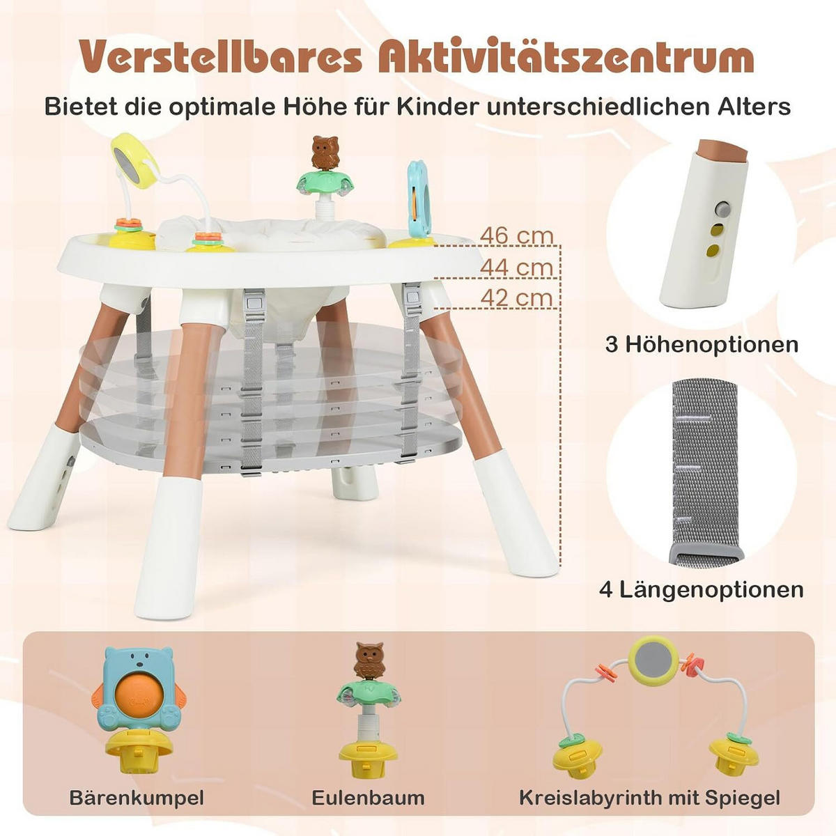 BABYHOCHSTUHL mit abnehmbarem Tablett weiß - Weiß, Kunststoff (60/93/60cm) - COSTWAY