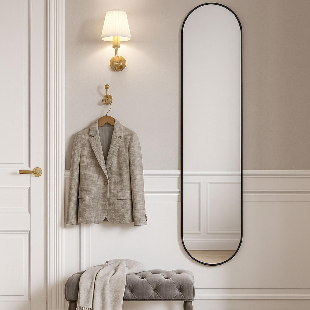 WANDSPIEGEL aus Aluminium 2,5/30/100 cm - Schwarz, Metall (30/100/2.5cm) - Home Styling Collection