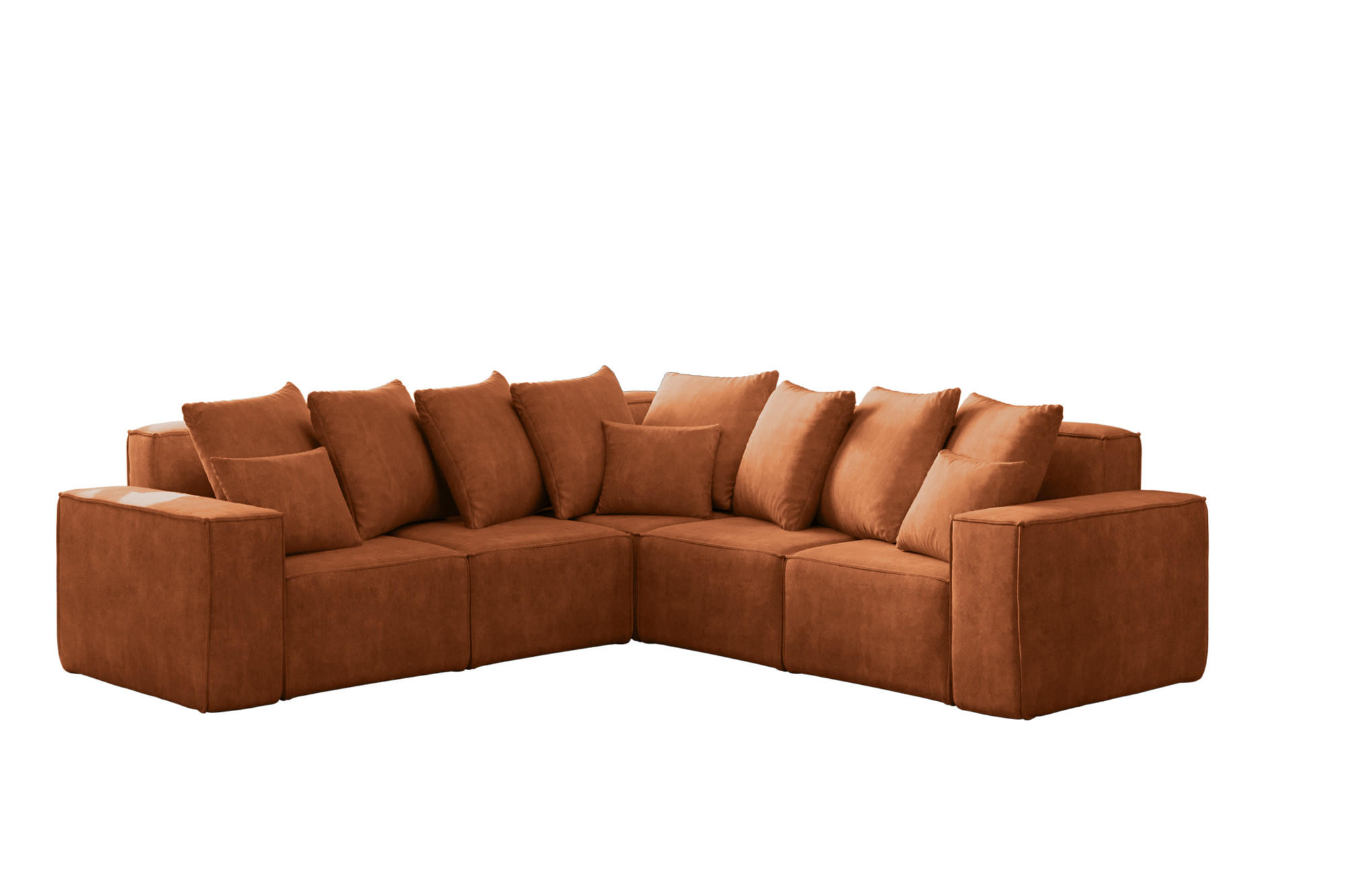 ECKSOFA Corner Ella Stoff Noel Velours Orange - Orange, Holz/Textil (246/246cm) - Kaiser Möbel