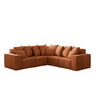 ECKSOFA Corner Ella Stoff Noel Velours Orange - Orange, Holz/Textil (246/246cm) - Kaiser Möbel