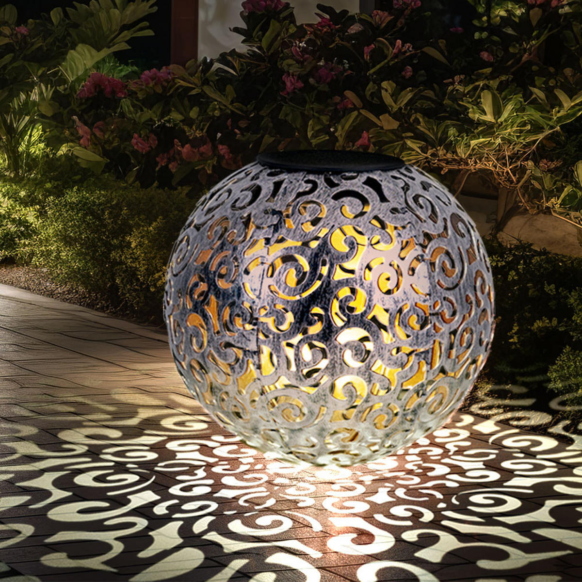 LED AUSSENLEUCHTE Kugel Schwarz - Schwarz, Metall (28.5/28.5/40cm) - Globo Lighting