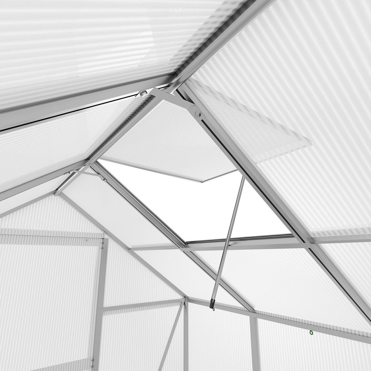 GEWÄCHSHAUS 3,6 m² inkl. Fundament 190x190x198 cm - Silberfarben, Metall (190/198/190cm) - Juskys