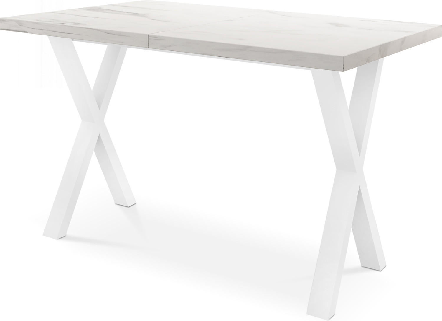 ESSTISCH Luiza rechteckig ausziehbar, Marmor Weiß 140-240/80/76 cm - Ecru/Weiß, Holzwerkstoff/Metall (140/80/76cm) - WFL GROUP