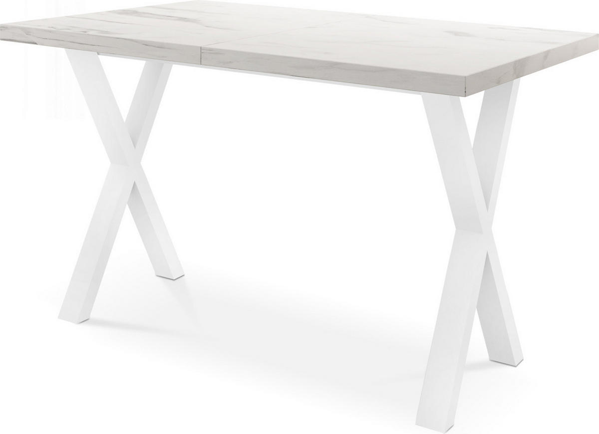 ESSTISCH Luiza rechteckig ausziehbar, Marmor Weiß 140-240/80/76 cm - Ecru/Weiß, Holzwerkstoff/Metall (140/80/76cm) - WFL GROUP