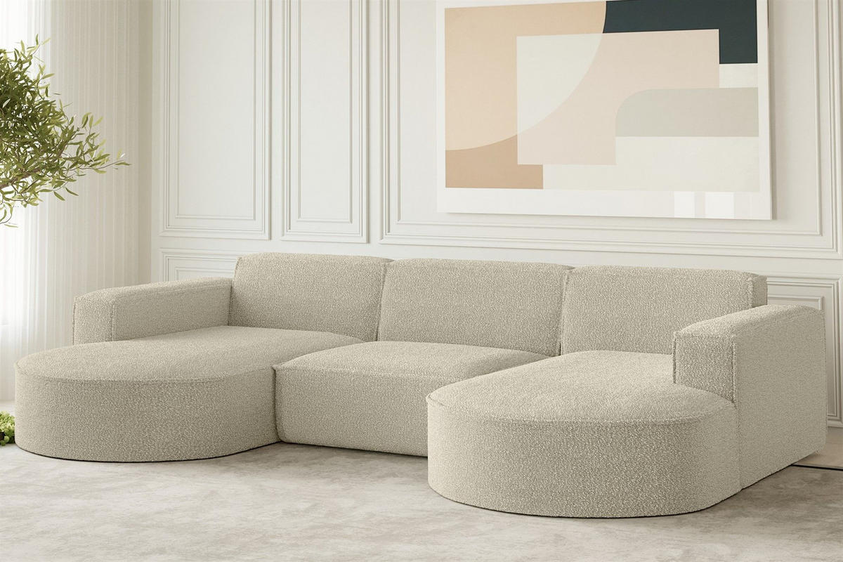 WOHNLANDSCHAFT Palma In Ascot - Champagner, Holzwerkstoff/Textil (299/78/165cm) - Fun Möbel