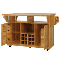 KÜCHENINSEL 142.8/40/95 cm Dunkelbraun mit Stauraum, verstellbaren Böden und Weinflaschenhalter - Dunkelbraun, Holz (80/95/142.5cm) - Oxeza