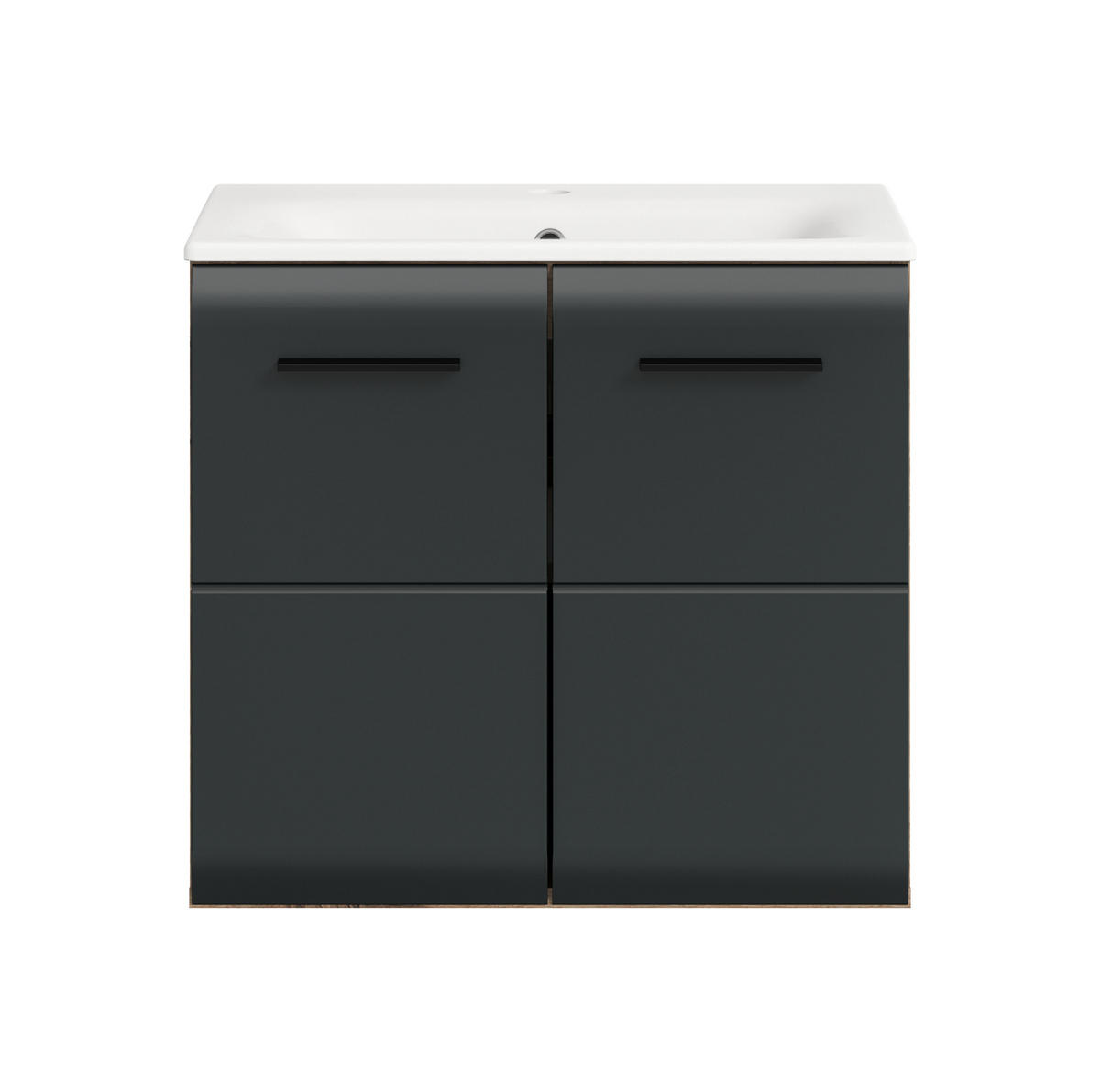 WASCHTISCH inkl. Waschbecken ICE (B/H/T: ca. 60/55/46 cm) in Nox Oak Nachbildung/schwarz matt - Eichefarben, Holzwerkstoff (60/55/46cm)