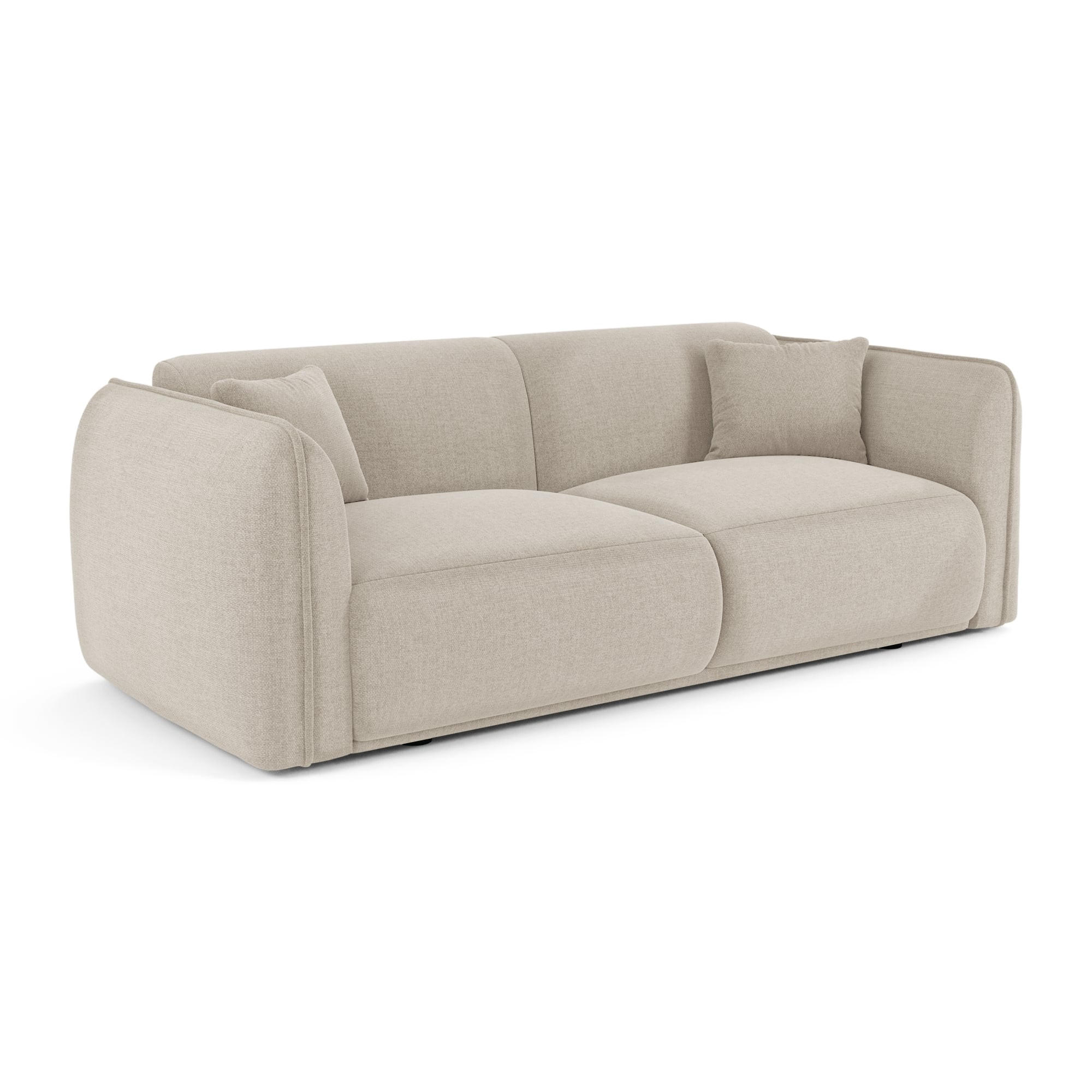 3-SITZER-SOFA LUSH Kettgewebe mit weichem Griff Beige 206cm - Beige, Textil (206/72.5/90cm) - Premium Interiors