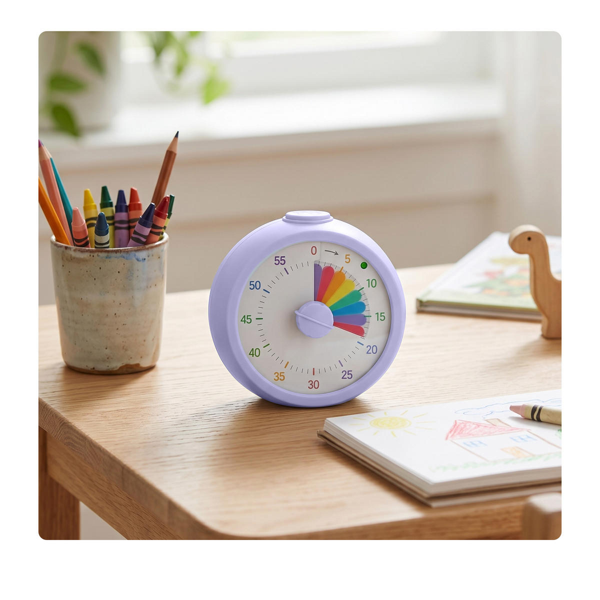 TIMER lila regnbågsmönster 60 min - Lila, Plast (9/9.5/4.5cm) - Relaxdays