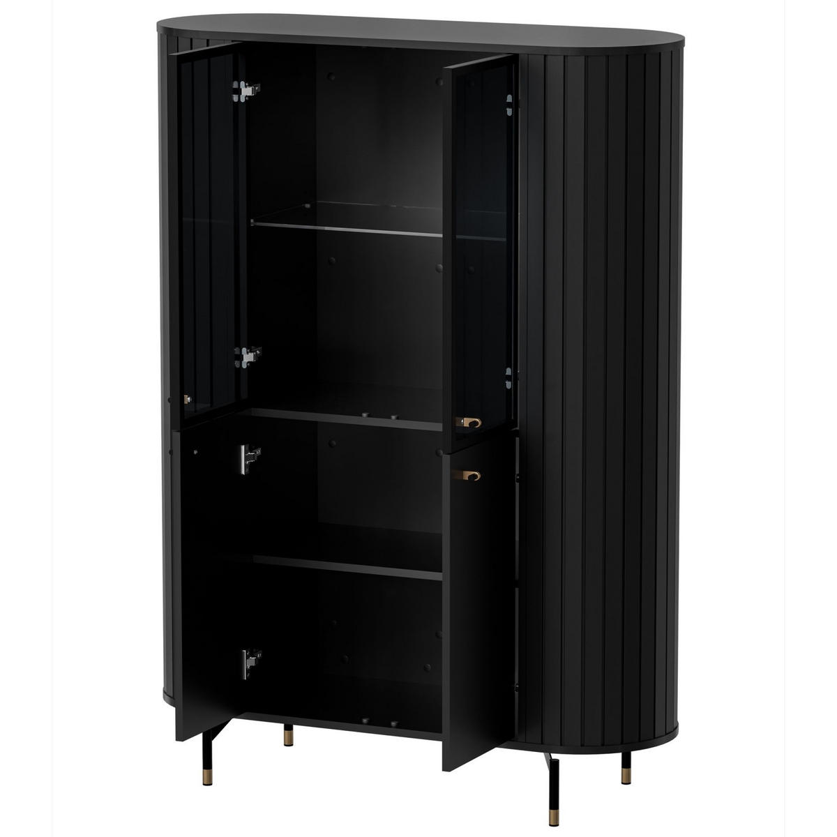 VITRINE Zante Schwarz 112 cm - Schwarz, Holzwerkstoff/Metall (112.3/155/40cm) - Selsey