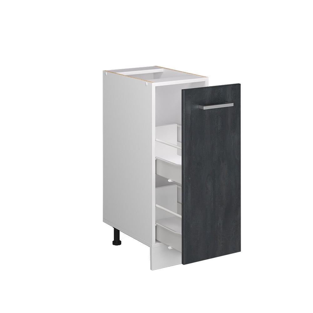 APOTHEKERSCHRANK R-Line Schwarz Beton 30 cm ohne Arbeitsplatte - Schwarz/Weiß, Holzwerkstoff (30/81.6/46cm) - Vicco
