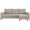ECKSOFA Axel Samt Ecru - Ecru/Schwarz, Textil/Metall (242/140cm) - MKS