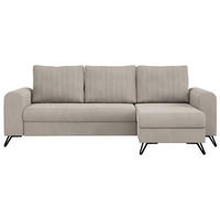 ECKSOFA Axel Samt Ecru - Ecru/Schwarz, Textil/Metall (242/140cm) - MKS