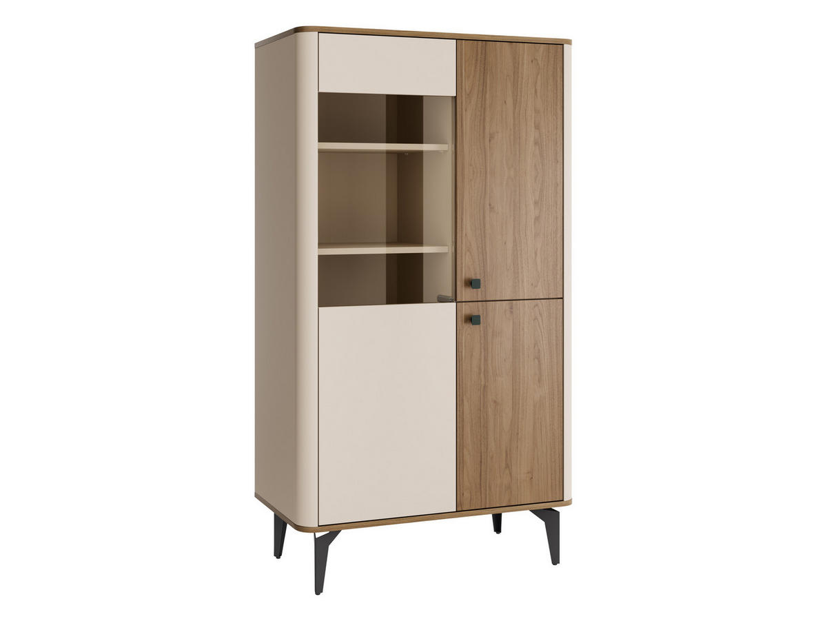 VITRINE Aurena AU03 - Kaschmir/Nussbaumfarben, Holzwerkstoff/Metall (89/156/41cm) - MIRJAN24