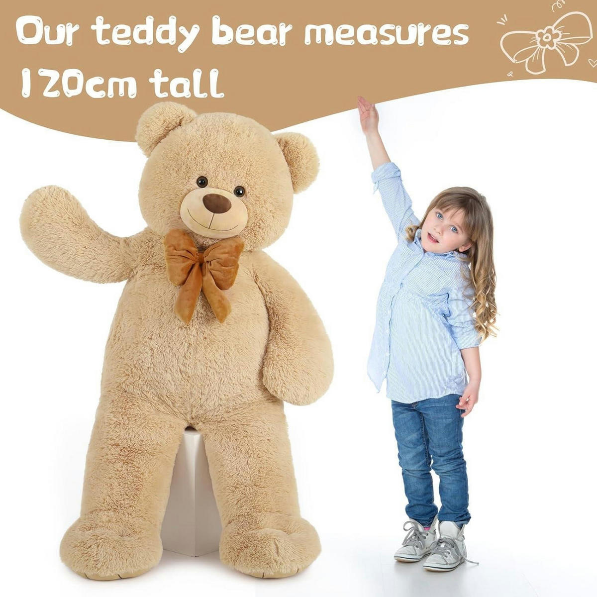 STOFFTIER Teddybär 120 cm Braun - Braun, Textil (90/120cm)