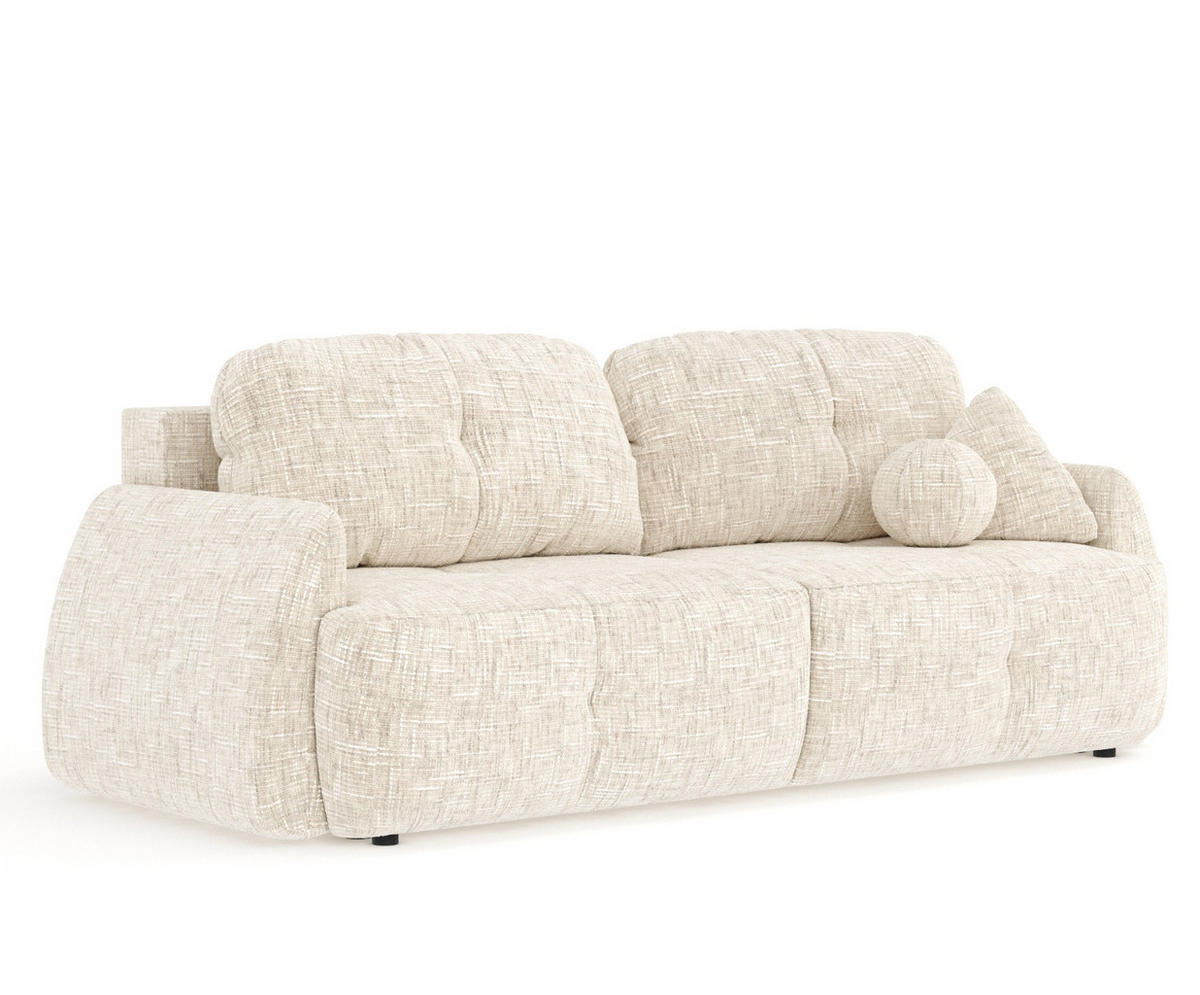 SCHLAFSOFA Loca Creme Webstoff - Creme/Schwarz, Holz/Holzwerkstoff (248/92/103cm) - Maison de Reve
