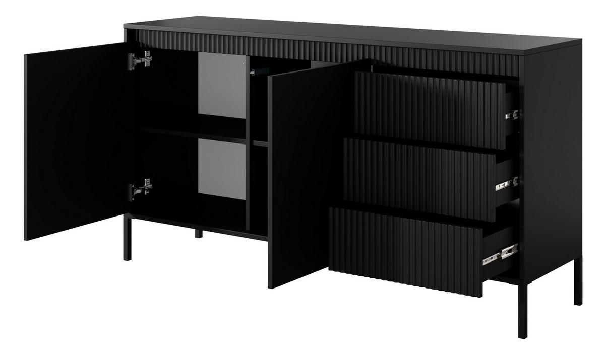 KOMMODE 154 cm Santori mit Schubladen, Schwarz - Schwarz, Holz (154/81/40cm) - Emporius