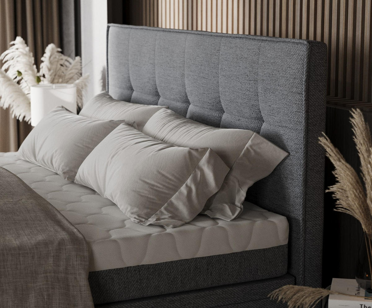 BOXBETT Arivo 180/200 cm Grau im Neve Stoff - Schwarz/Grau, Holz/Holzwerkstoff (180/200cm) - AltaBeds