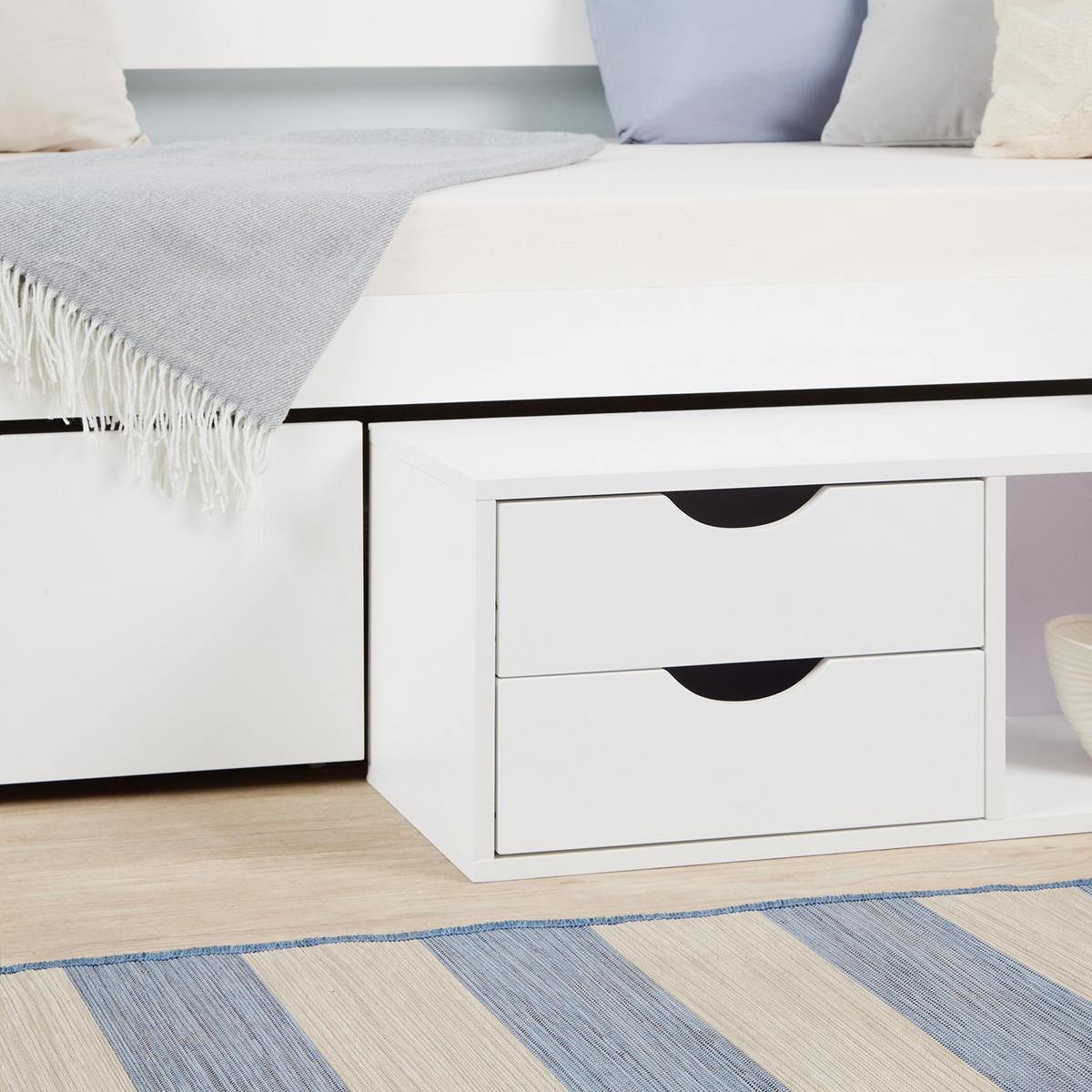 KINDERBETT mit Stauraum 90/200 cm weiß - Weiß, Holz (90/66/200cm) - Homestyle4u