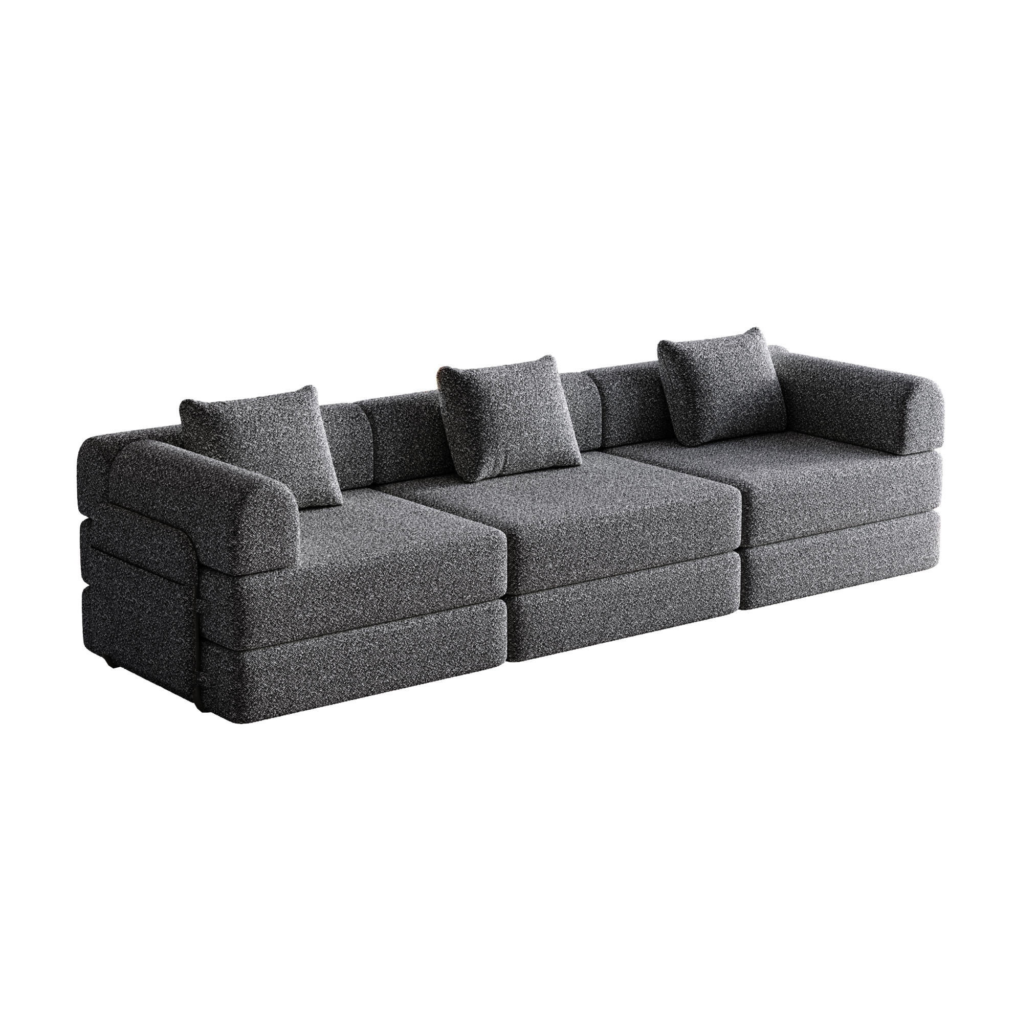SCHLAFSOFA 2-in-1 in Grau – klappbar mit Armlehnen-Staufach und Chenillebezug - Grau, Textil (274/69.8/91.4cm) - BEAOK