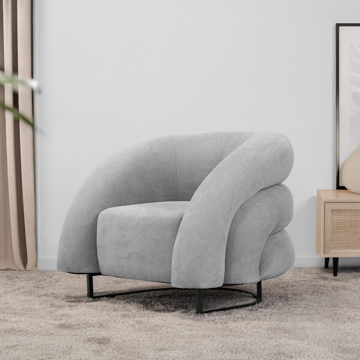 SESSEL MACA - Samtgewebe Beige - Beige, Kunststoff (95/73/88cm) - Home Deluxe